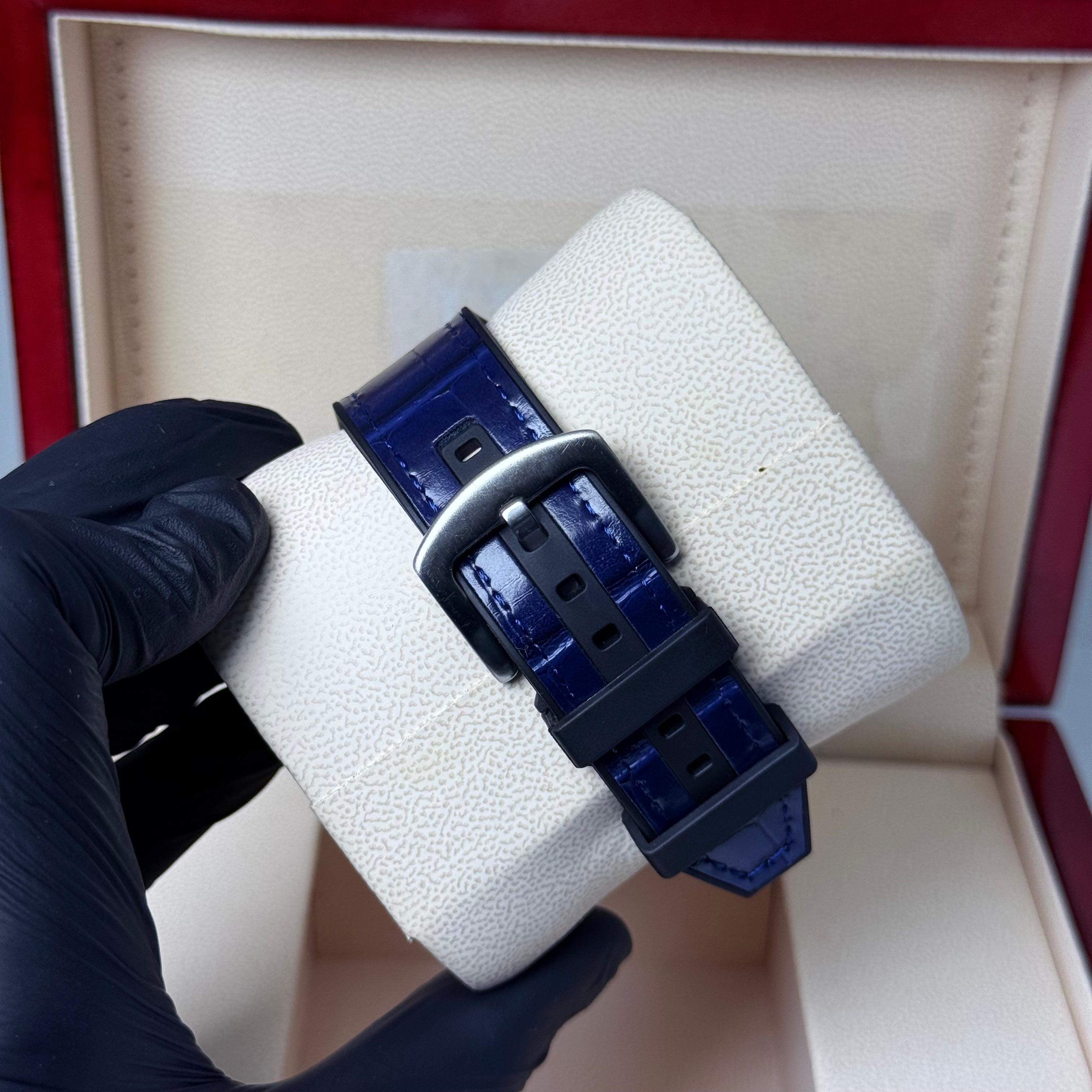 FM blue strap with white diamond watch